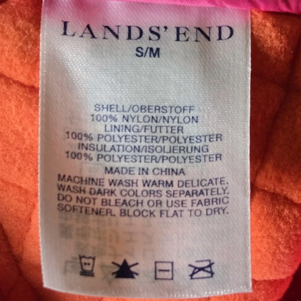 Land's End Neon Pink Primaloft Quilted Bucket‎ Hat Women's Size S/M